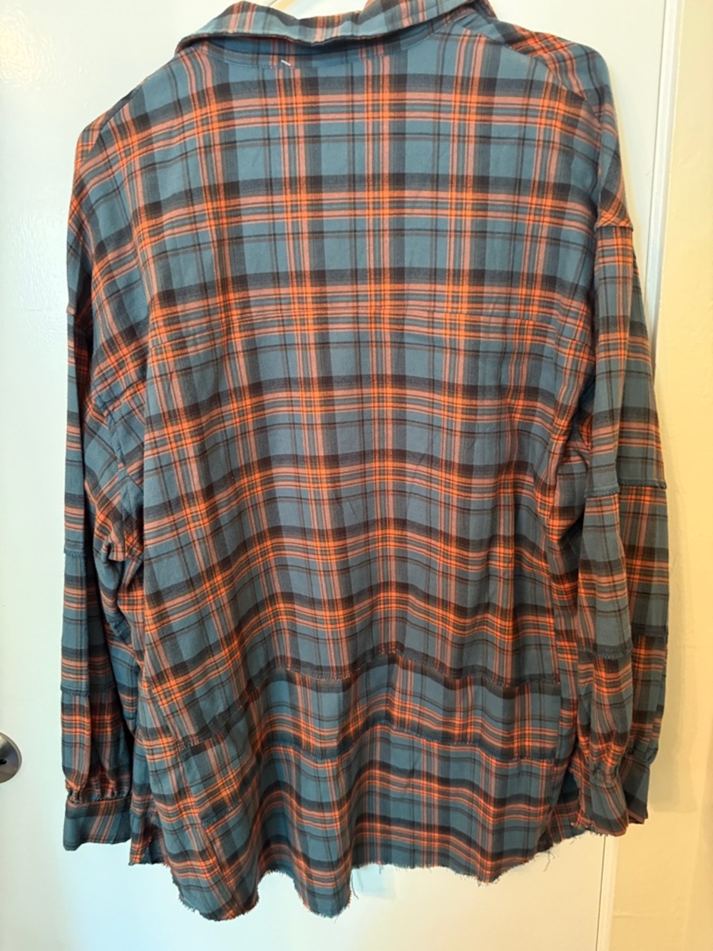 Men's Blue & Orange Plaid Button-Down Shirt - Casual Everyday - Picture 3 of 3